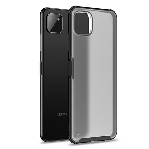 Samsung Galaxy A22 5G用ハイブリットバンパーケース クリア透明 プラスチック カバー サムスン ブラック