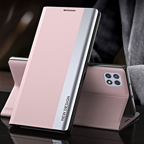 Samsung Galaxy A22s 5G用手帳型 レザーケース スタンド カバー QH2 サムスン ピンク