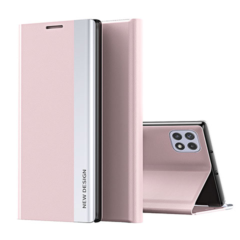 Samsung Galaxy A22s 5G用手帳型 レザーケース スタンド カバー QH1 サムスン ピンク
