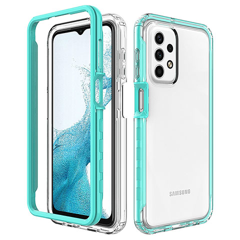 Samsung Galaxy A23 4G用360度 フルカバー ハイブリットバンパーケース クリア透明 プラスチック カバー JX2 サムスン ブルー