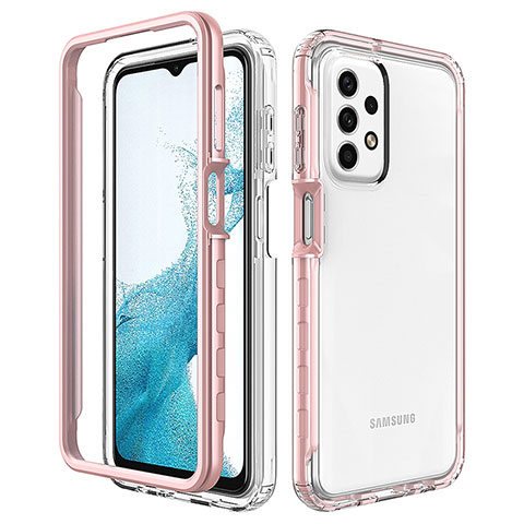 Samsung Galaxy A23 4G用360度 フルカバー ハイブリットバンパーケース クリア透明 プラスチック カバー JX2 サムスン ローズゴールド