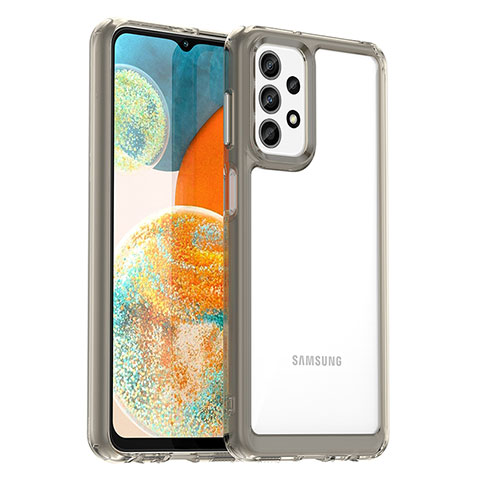 Samsung Galaxy A23 4G用ハイブリットバンパーケース クリア透明 プラスチック カバー J01S サムスン グレー