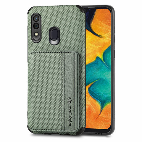 Samsung Galaxy A30用極薄ソフトケース シリコンケース 耐衝撃 全面保護 マグネット式 バンパー S01D サムスン グリーン