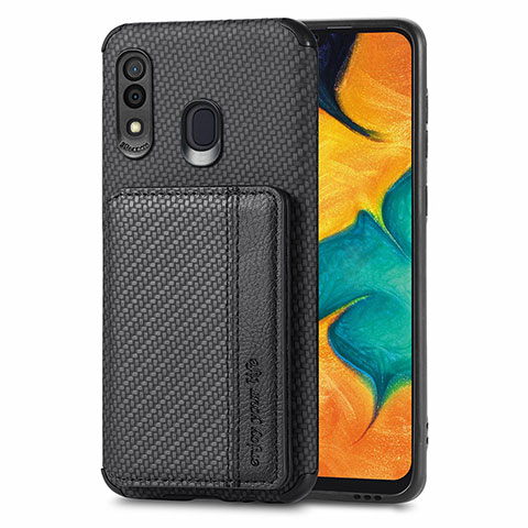 Samsung Galaxy A30用極薄ソフトケース シリコンケース 耐衝撃 全面保護 マグネット式 バンパー S01D サムスン ブラック