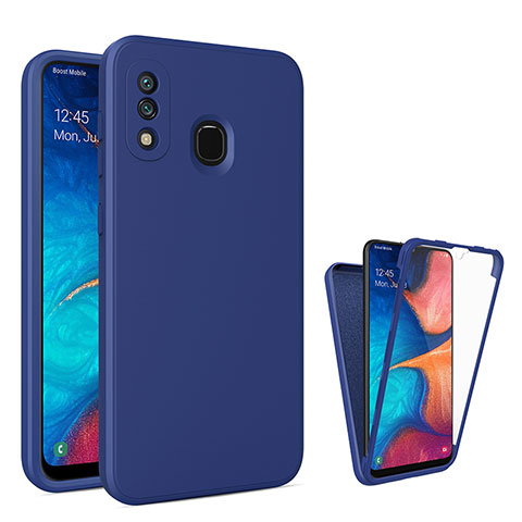 Samsung Galaxy A30用360度 フルカバー ハイブリットバンパーケース クリア透明 プラスチック カバー MJ1 サムスン ネイビー