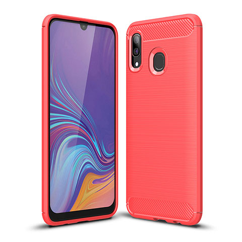 Samsung Galaxy A30用シリコンケース ソフトタッチラバー ライン カバー WL1 サムスン レッド