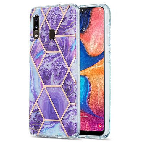 Samsung Galaxy A30用シリコンケース ソフトタッチラバー バタフライ パターン カバー Y01B サムスン パープル