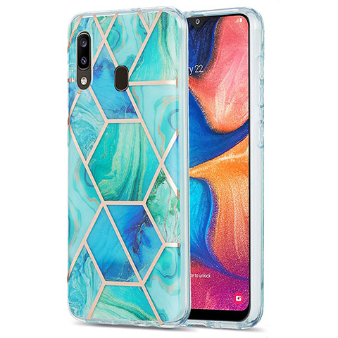 Samsung Galaxy A30用シリコンケース ソフトタッチラバー バタフライ パターン カバー Y01B サムスン グリーン