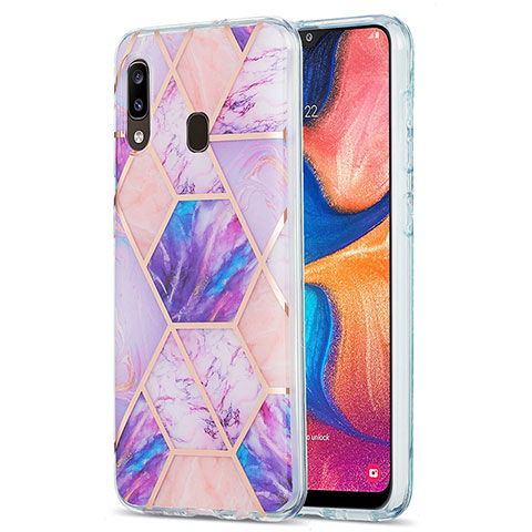 Samsung Galaxy A30用シリコンケース ソフトタッチラバー バタフライ パターン カバー Y01B サムスン ラベンダー