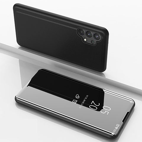 Samsung Galaxy A32 4G用手帳型 レザーケース スタンド 鏡面 カバー サムスン ブラック