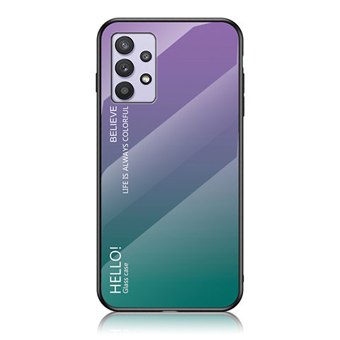 Samsung Galaxy A32 5G用ハイブリットバンパーケース プラスチック 鏡面 虹 グラデーション 勾配色 カバー LS1 サムスン マルチカラー