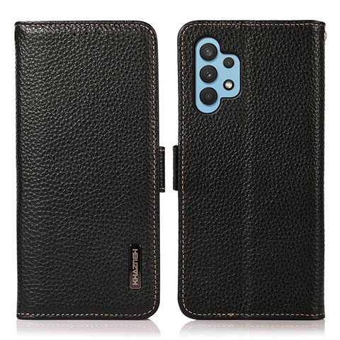 Samsung Galaxy A32 5G用手帳型 レザーケース スタンド カバー B03H サムスン ブラック