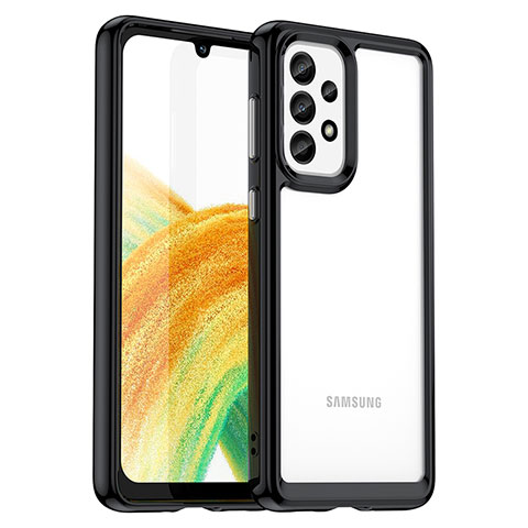 Samsung Galaxy A33 5G用ハイブリットバンパーケース クリア透明 プラスチック カバー J01S サムスン ブラック