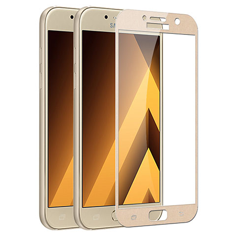 Samsung Galaxy A5 (2017) SM-A520F用強化ガラス フル液晶保護フィルム F03 サムスン ゴールド