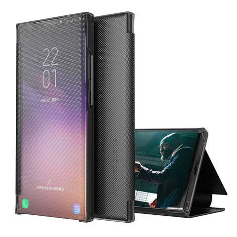 Samsung Galaxy A50用手帳型 レザーケース スタンド カバー ZL1 サムスン ブラック