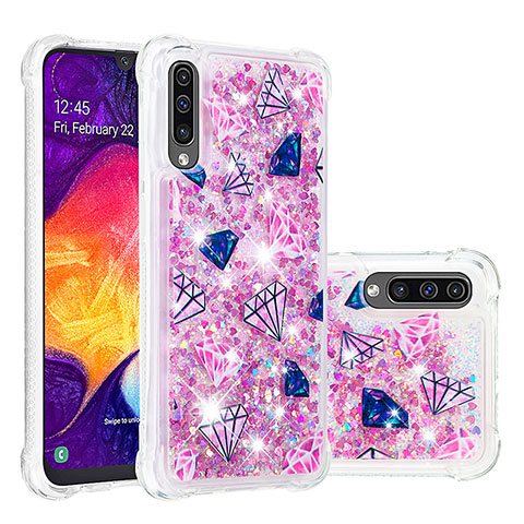 Samsung Galaxy A50S用シリコンケース ソフトタッチラバー ブリンブリン カバー S03 サムスン ローズレッド