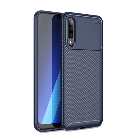 Samsung Galaxy A50S用シリコンケース ソフトタッチラバー ツイル カバー WL1 サムスン ネイビー