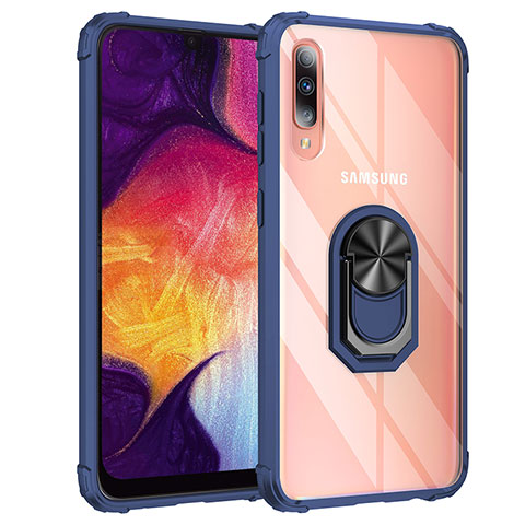 Samsung Galaxy A50S用ハイブリットバンパーケース プラスチック アンド指輪 マグネット式 MQ2 サムスン ネイビー