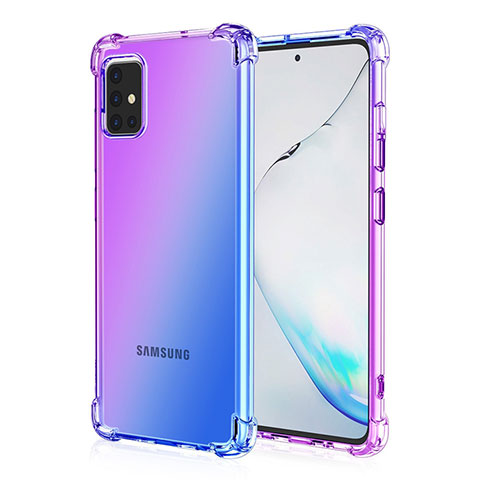 Samsung Galaxy A51 4G用極薄ソフトケース グラデーション 勾配色 クリア透明 サムスン パープル