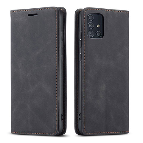 Samsung Galaxy A51 5G用手帳型 レザーケース スタンド カバー L09 サムスン ブラック