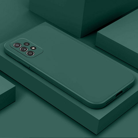Samsung Galaxy A52 5G用360度 フルカバー極薄ソフトケース シリコンケース 耐衝撃 全面保護 バンパー サムスン モスグリー