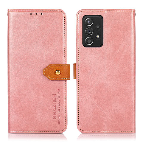 Samsung Galaxy A52s 5G用手帳型 レザーケース スタンド カバー N07P サムスン ピンク