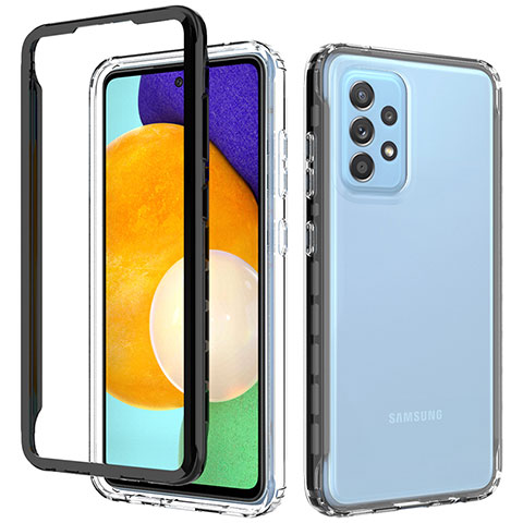 Samsung Galaxy A52s 5G用360度 フルカバー ハイブリットバンパーケース クリア透明 プラスチック カバー JX1 サムスン ブラック