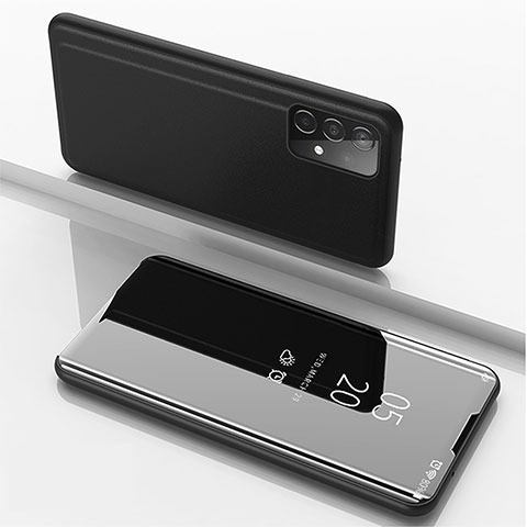 Samsung Galaxy A52s 5G用手帳型 レザーケース スタンド 鏡面 カバー ZL1 サムスン ブラック