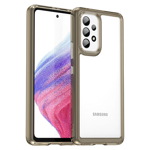 Samsung Galaxy A53 5G用ハイブリットバンパーケース クリア透明 プラスチック カバー J01S サムスン グレー