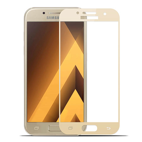 Samsung Galaxy A7 (2017) A720F用強化ガラス フル液晶保護フィルム サムスン ゴールド