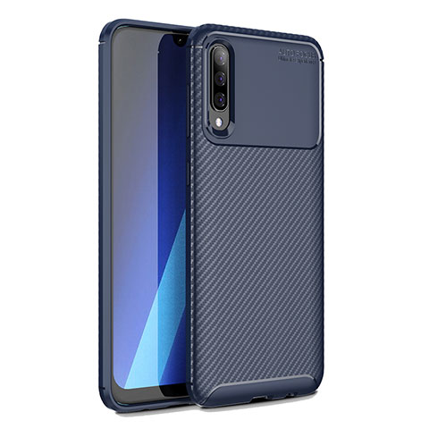 Samsung Galaxy A70用シリコンケース ソフトタッチラバー ツイル カバー WL1 サムスン ネイビー