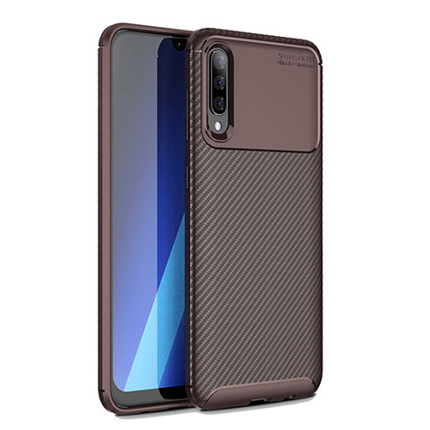 Samsung Galaxy A70用シリコンケース ソフトタッチラバー ツイル カバー WL1 サムスン ブラウン