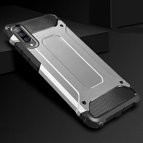 Samsung Galaxy A70用ハイブリットバンパーケース プラスチック 兼シリコーン カバー R01 サムスン シルバー