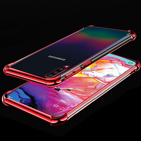 Samsung Galaxy A70用極薄ソフトケース シリコンケース 耐衝撃 全面保護 クリア透明 S01 サムスン レッド