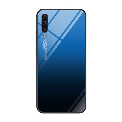 Samsung Galaxy A70用ハイブリットバンパーケース プラスチック 鏡面 虹 グラデーション 勾配色 カバー H01 サムスン ネイビー