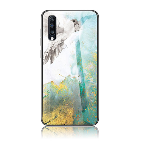 Samsung Galaxy A70S用ハイブリットバンパーケース プラスチック パターン 鏡面 カバー LS2 サムスン グリーン