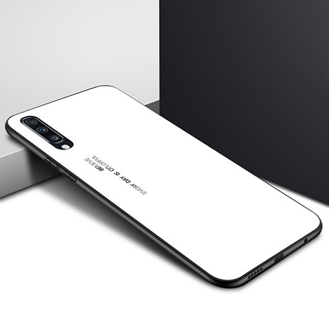 Samsung Galaxy A70S用ハイブリットバンパーケース プラスチック パターン 鏡面 カバー サムスン ホワイト