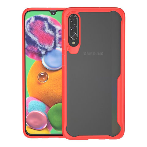 Samsung Galaxy A70S用ハイブリットバンパーケース クリア透明 プラスチック 鏡面 カバー H01 サムスン レッド