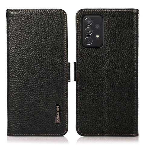 Samsung Galaxy A72 4G用手帳型 レザーケース スタンド カバー B03H サムスン ブラック
