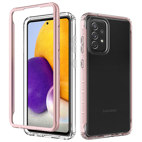 Samsung Galaxy A72 5G用360度 フルカバー ハイブリットバンパーケース クリア透明 プラスチック カバー JX1 サムスン ローズゴールド