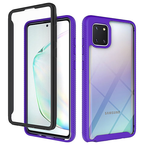 Samsung Galaxy A81用360度 フルカバー ハイブリットバンパーケース クリア透明 プラスチック カバー ZJ1 サムスン ラベンダー