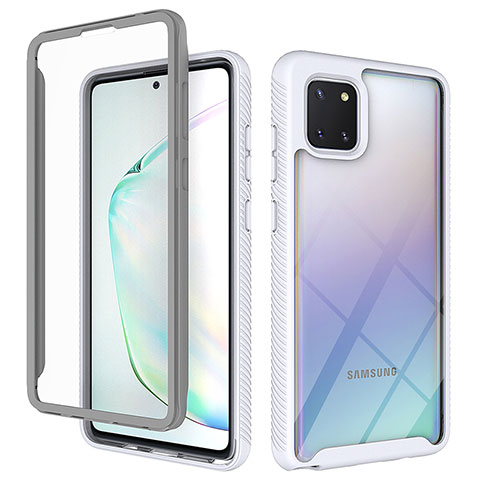 Samsung Galaxy A81用360度 フルカバー ハイブリットバンパーケース クリア透明 プラスチック カバー ZJ1 サムスン ホワイト