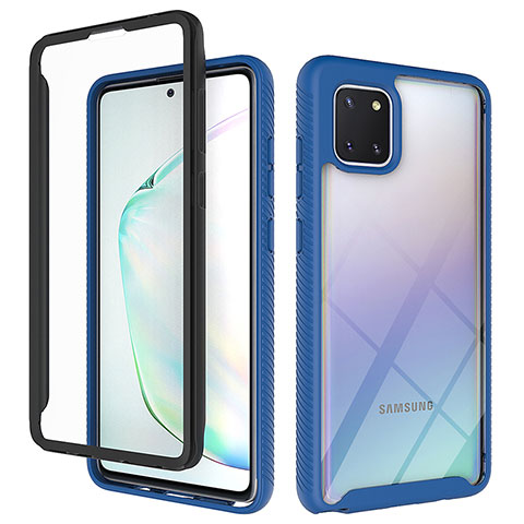 Samsung Galaxy A81用360度 フルカバー ハイブリットバンパーケース クリア透明 プラスチック カバー ZJ1 サムスン ネイビー