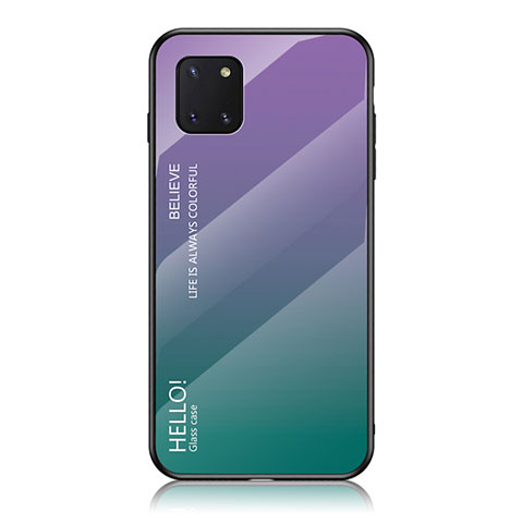 Samsung Galaxy A81用ハイブリットバンパーケース プラスチック 鏡面 虹 グラデーション 勾配色 カバー LS1 サムスン マルチカラー