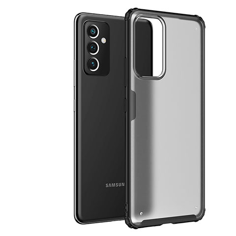 Samsung Galaxy A82 5G用ハイブリットバンパーケース クリア透明 プラスチック カバー サムスン ブラック