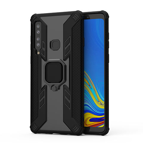 Samsung Galaxy A9 (2018) A920用ハイブリットバンパーケース プラスチック アンド指輪 マグネット式 S04 サムスン ブラック