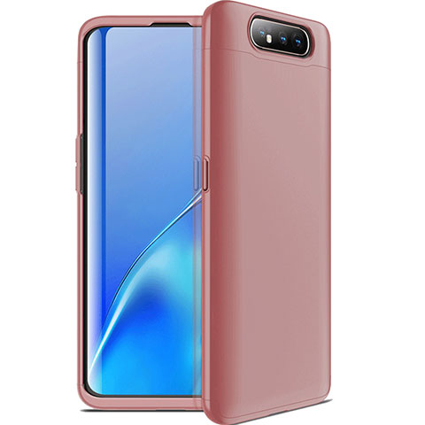 Samsung Galaxy A90 4G用ハードケース プラスチック 質感もマット 前面と背面 360度 フルカバー C01 サムスン ローズゴールド