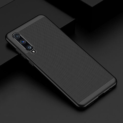 Samsung Galaxy A90 5G用ハードケース プラスチック メッシュ デザイン カバー W01 サムスン ブラック