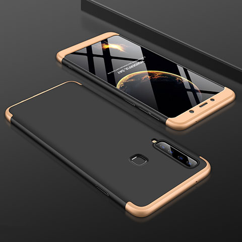 Samsung Galaxy A9s用ハードケース プラスチック 質感もマット 前面と背面 360度 フルカバー サムスン ゴールド・ブラック