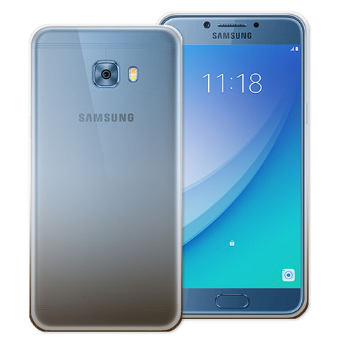 Samsung Galaxy C5 Pro C5010用極薄ソフトケース グラデーション 勾配色 クリア透明 サムスン グレー